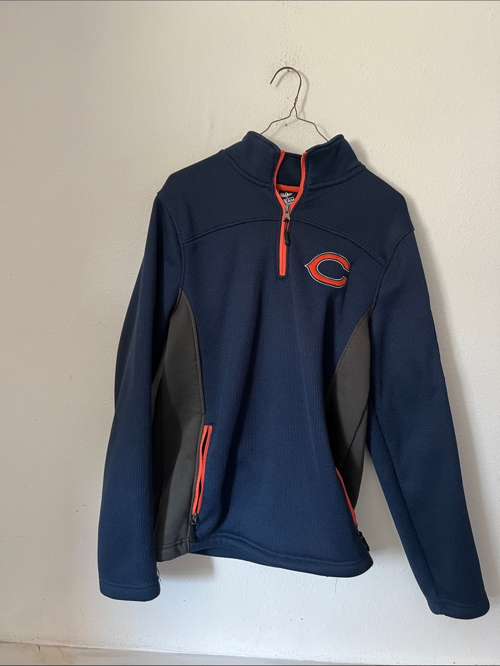 Chicago Bears 1/4 zip Pullover with Orange Trim and Team Crest